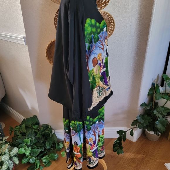 Starfire Vintage Paris Cafe Print Skirt Set SZ 12 - Picture 3 of 7